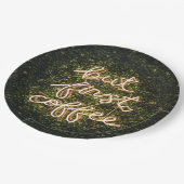 しかし、最初のコーヒー、ネオンライト引用文ことわざ ペーパープレート (アングル)