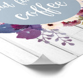 しかし、最初のコーヒー、花、青、ポスター素朴 ポスター (角)