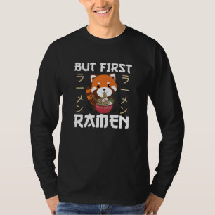 しかし、最初のラーメンかわいい赤いパンダ食べラーメン Tシャツ