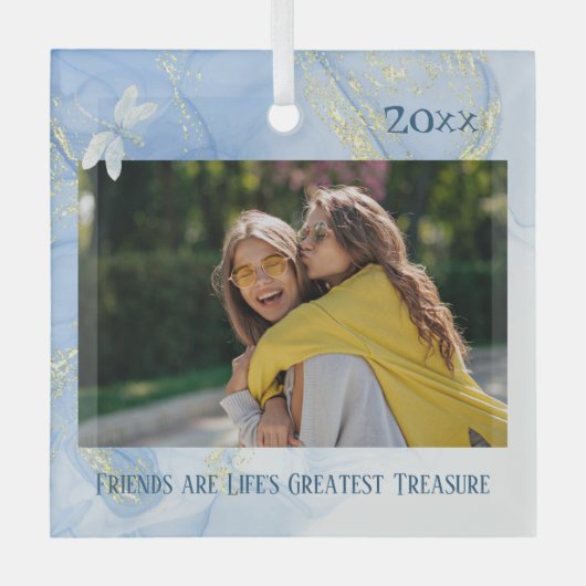 しかモダンしエレガントも青い金ゴールド旋回ドラゴンフライ ガラスオーナメント (正面)