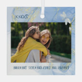 しかモダンしエレガントも青い金ゴールド旋回ドラゴンフライ ガラスオーナメント (裏面)