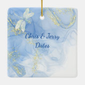 しかモダンしエレガントも青い金ゴールド旋回ドラゴンフライ セラミックオーナメント (裏面)