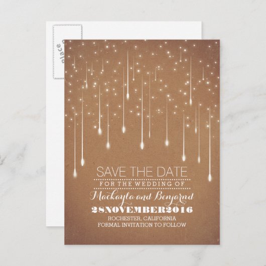 しかモダンし、ヴィンテージ列のライトは日付を保存する 案内ポストカード (正面/裏面)