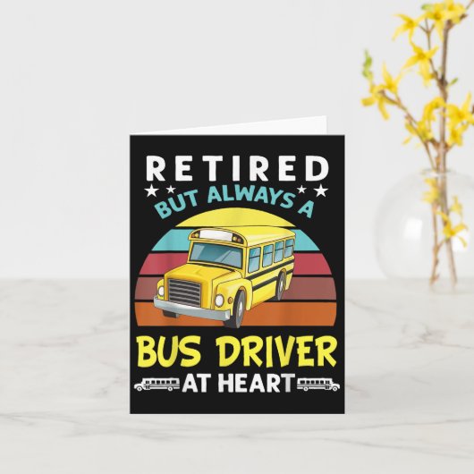 しか退職したし、常にハートSchのバスの運転おもしろい者 カード (黄色い花)