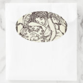 しだれガーディアンエンジェル墓地ステッカーシート 楕円形シール (バッグ)