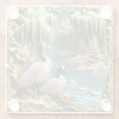 しだれ柳の中のカナダゲーゼ ガラスコースター (裏面)