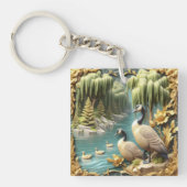しだれ柳の中のカナダゲーゼ キーホルダー (正面)