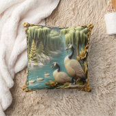 しだれ柳の中のカナダゲーゼ クッション (ブランケット)