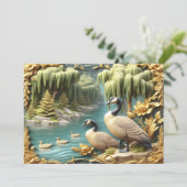 しだれ柳の中のカナダゲーゼ サンキューカード (スタンド正面)