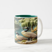 しだれ柳の中のカナダゲーゼ ツートーンマグカップ (正面右)