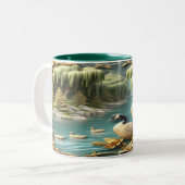 しだれ柳の中のカナダゲーゼ ツートーンマグカップ (正面左)