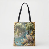 しだれ柳の中のカナダゲーゼ トートバッグ (正面)