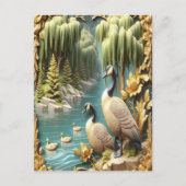 しだれ柳の中のカナダゲーゼ ポストカード (正面)