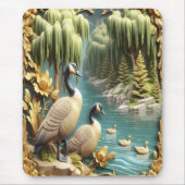 しだれ柳の中のカナダゲーゼ マウスパッド (正面)