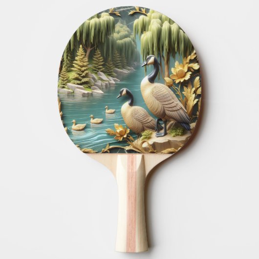 しだれ柳の中のカナダゲーゼ 卓球ラケット (裏面)