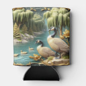 しだれ柳の中のカナダゲーゼ 缶クーラー (裏面)