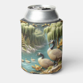 しだれ柳の中のカナダゲーゼ 缶クーラー (缶裏面)