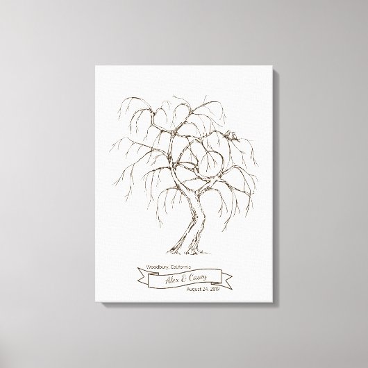 しだれ柳の指紋ツリー キャンバスプリント (正面)