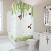 しだれ柳の鳥と蝶のショーウの下 シャワーカーテン (インサイチュ)