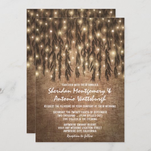 しだれ柳ツリーヴィンテージウェディング招待状 招待状 (正面/裏面)