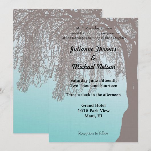 しだれ柳結婚の木 招待状 (正面/裏面)