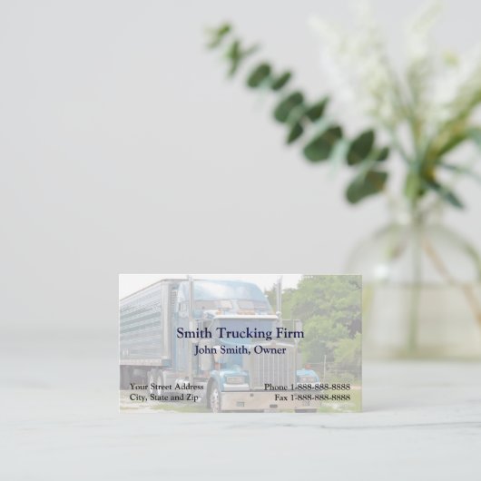 しっかりした名刺をトラックで運んでいるトラックの運転手 名刺 (スタンド正面)