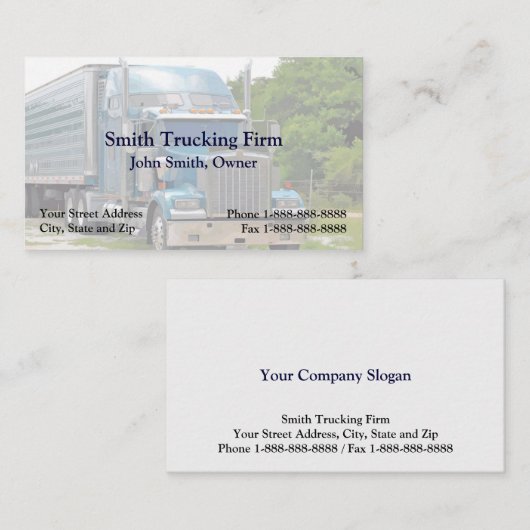 しっかりした名刺をトラックで運んでいるトラックの運転手 名刺 (正面/裏面)