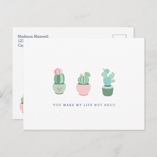 しっとりとしたサボテン　あなたの存在が私の人生をサボらせない ポストカード (正面/裏面)