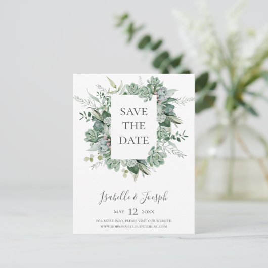 しっとりとした緑 | 結婚式の日程を知らせるポストカード インビテーションポストカード (スタンド正面)