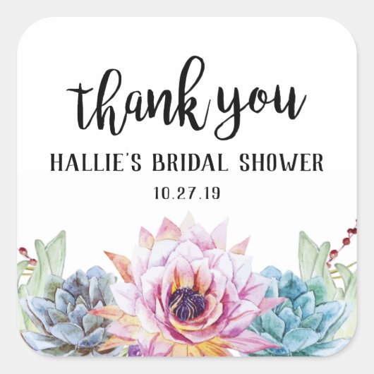 しっとりサンクスステッカー スクエアシール (正面)