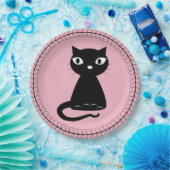 しっぽがカールした黒猫 ペーパープレート (パーティー)
