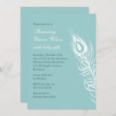 しっぽの羽を振る赤ちゃんシャワー招待状(turq) 招待状 (正面/裏面)