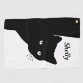 しっぽり黒猫 ゴルフタオル (横)