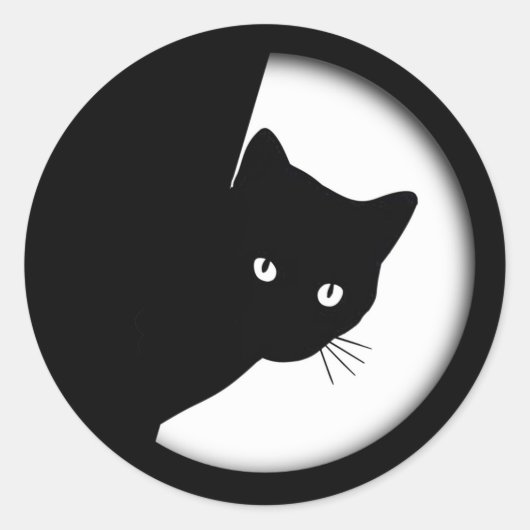 しっぽり黒猫 ラウンドシール (正面)