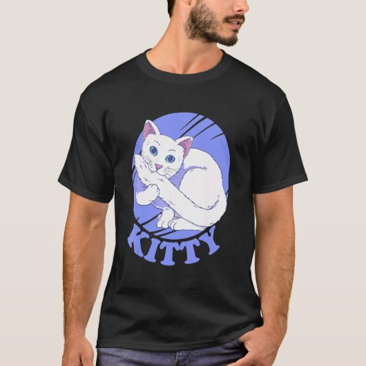 しっぽをかむ白猫 Tシャツ (正面)