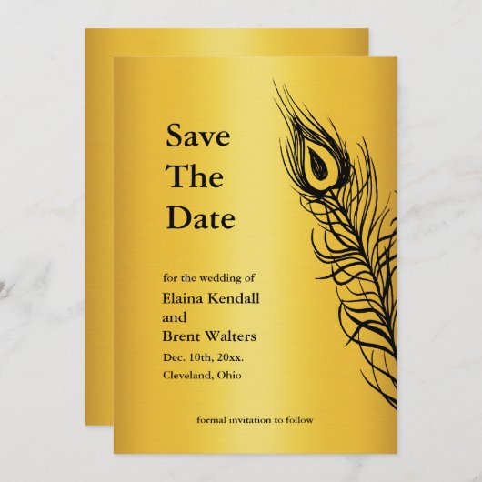 しっぽを振って日付を保存する金ゴールド セーブザデート (正面/裏面)