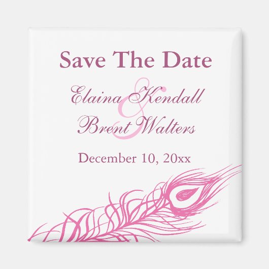 しっぽを振って日付を保存(明るい赤紫色) マグネット (正面)