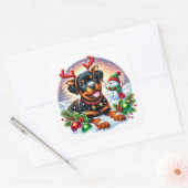 しっぽを振るクリスマス〔雄ジカの〕枝角! スクエアシール (封筒)