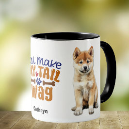 しっぽを振る秋田犬 マグカップ