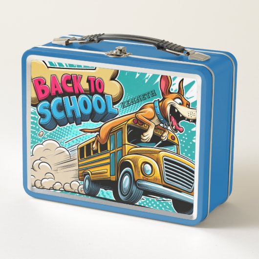 しっぽを振る舞う学校の日弁当箱 メタルランチボックス (正面)