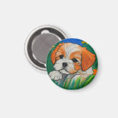 しっ子犬のクレヨン芸術は磁石に見える マグネット (正面/裏面)