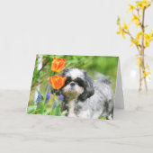 しつ女の子グリーティングカード カード (黄色い花)