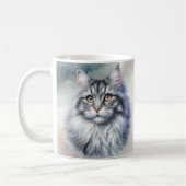 しとやかな水色の猫 コーヒーマグカップ (左)