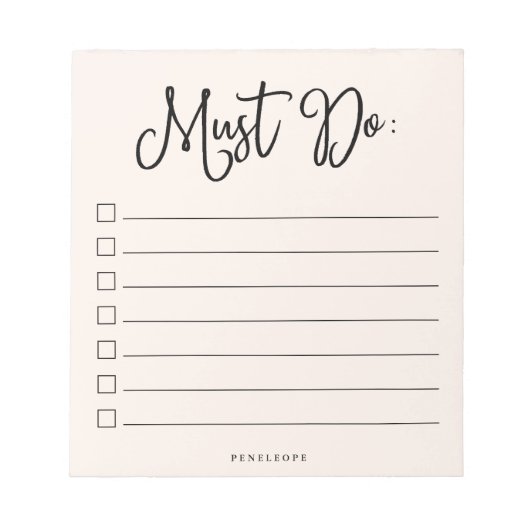 ～しなければならない |トレンディー赤面ピンクTo-Doリスト ノートパッド (正面)