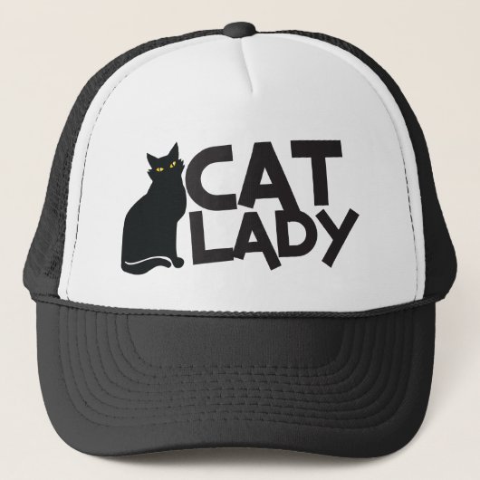 しなやかで優雅な黒猫の黄色の猫の女性は注目します キャップ (正面)