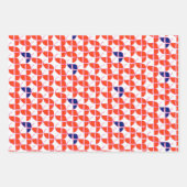 しなやかなかわいいレトロ子供部屋パターンオレンジホワイト ラッピングペーパーシート (正面)