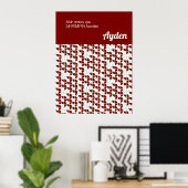 しなやかなレトロホワイトレッド子供部屋カスタム ポスター (ホームオフィス)