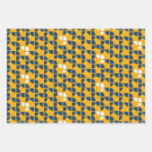 しなやかな可愛いレトロ子供部屋パターンイエローブルー ラッピングペーパーシート (正面)