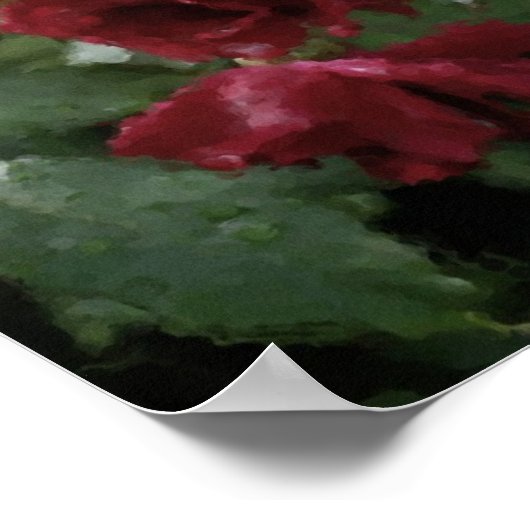 しびれたバラフラワーウォーター色絵画写真 ポスター (角)