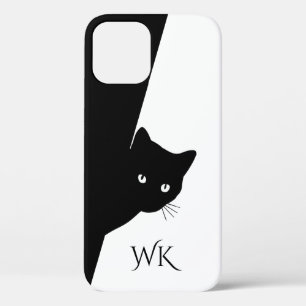 しぶい黒猫モノグラム iPhone 12 PROケース